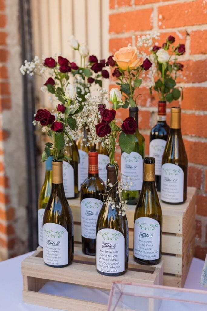 Use wine bottles for a vineyard-themed seating chart.