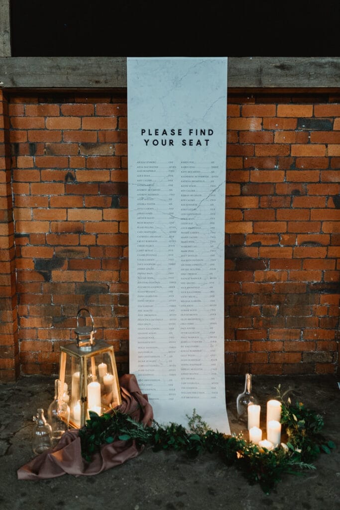 Use decorative scrolls for a regal seating chart.