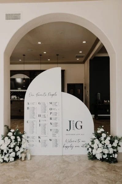 Display seating around marquee letters.