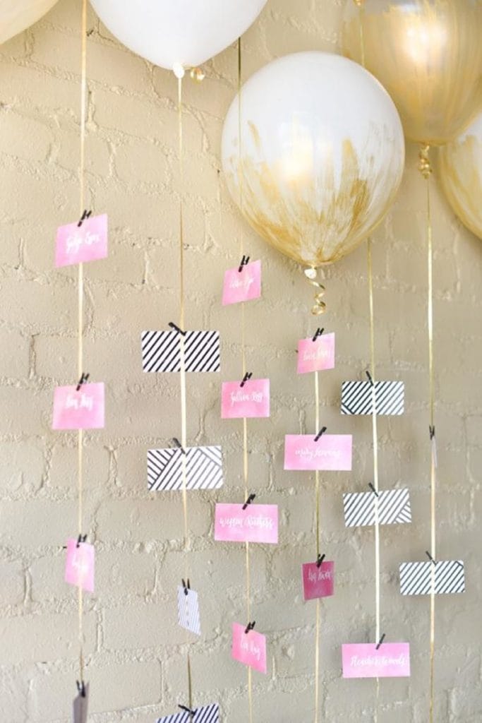 Use floating balloons for a whimsical seating display.