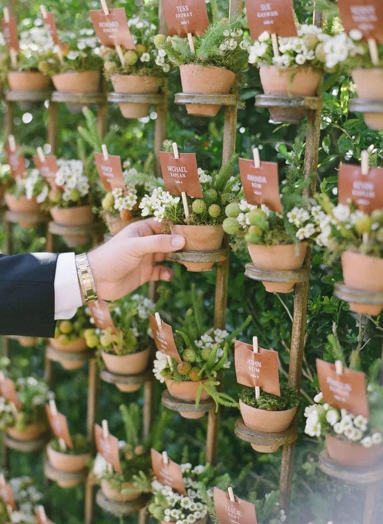 Attach seating to potted plants for eco-friendly favours.